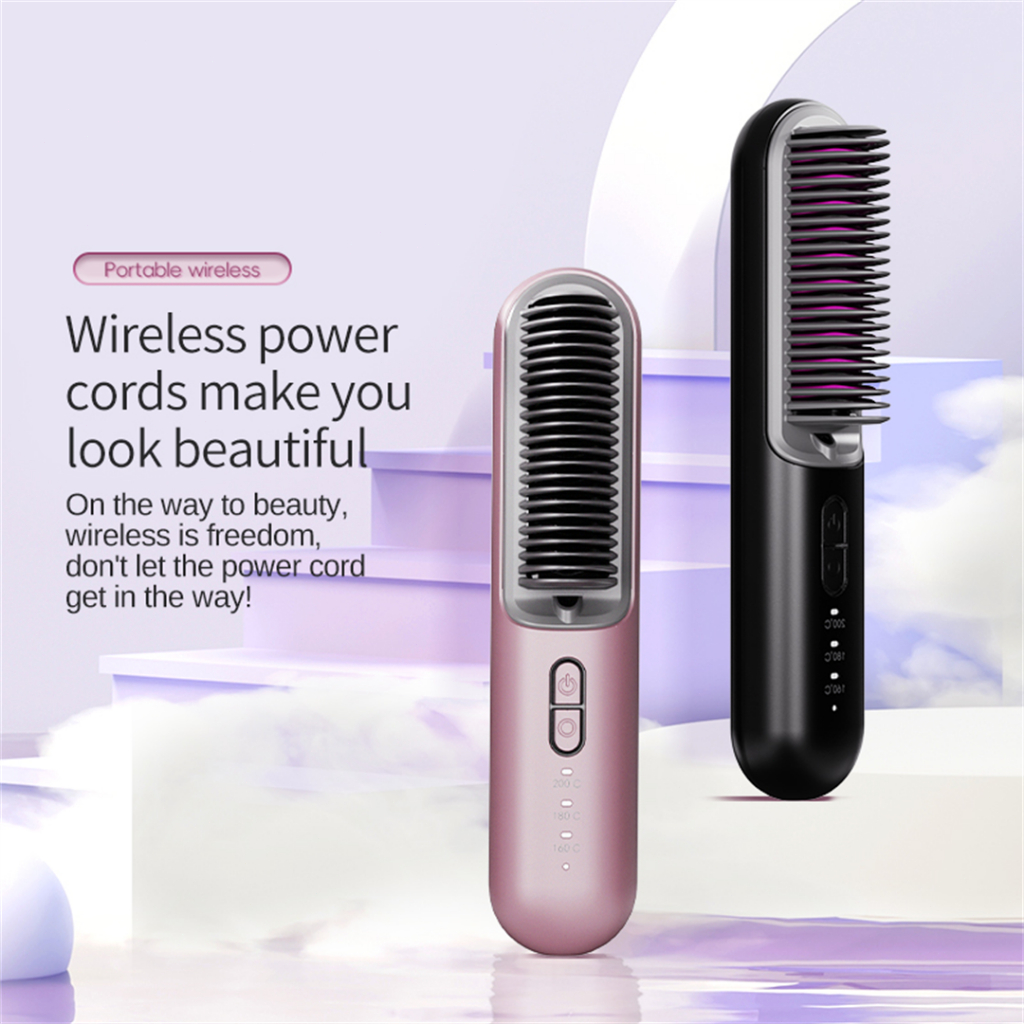 Chải làm thẳng tóc không dây K·SKIN KD382S - 60 triệu ion âm - Uốn thẳng 2in1 - Dùng du lịch đi lại