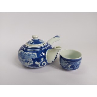 Bộ ấm chén Bát Tràng men lam vẽ long ẩn ( 3 mẫu )