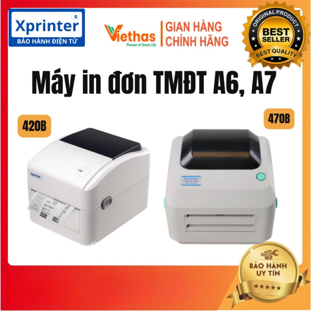 Máy In Đơn Hàng TMĐT Xprinter 470B, 490B, 460B, 420B(USB) In Đơn GHTK, SP, In tem, In Mã Vạch Dùng G