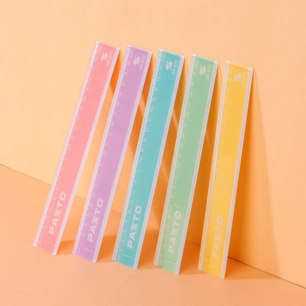 Set Combo Thước nhựa thẳng màu Pastel dài 20 cm Thiên Long Pazto SR-010