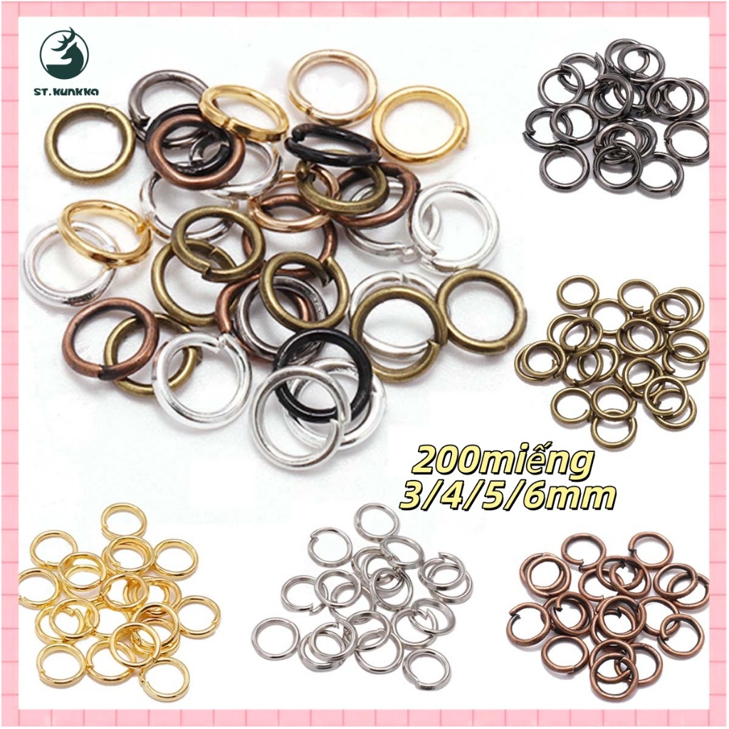 St.kunkka Khoen nối 200miếng khoen tròn nối thiết kế trang sức 3/4/5/6/MM phụ kiện thời trang thủ công DIY