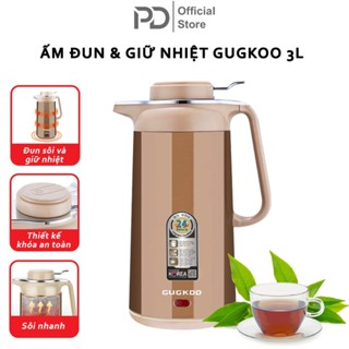 Ấm Siêu Tốc Đa Năng 2 In 1 GUGKOO 3L, Ấm Đun Nước Kèm Bình Giữ Nhiệt Chất Liệu Không Gỉ Sôi Nhanh