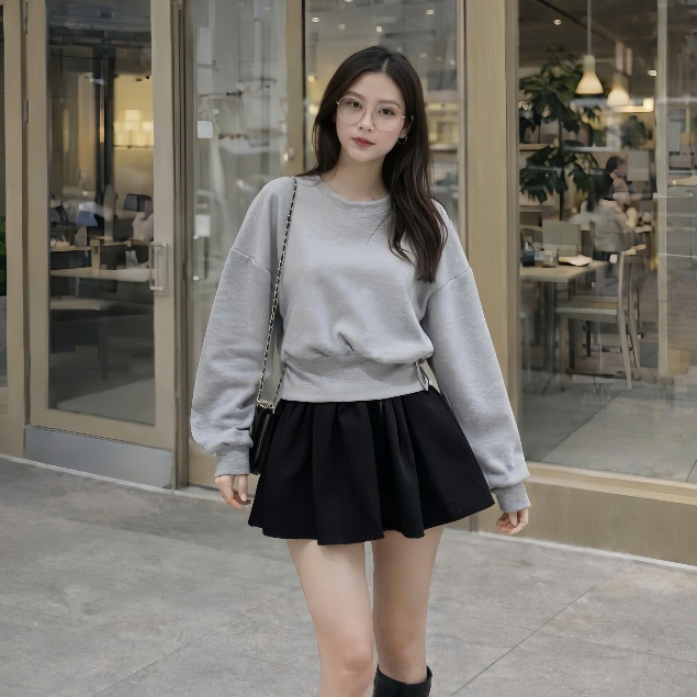 Áo nỉ sweater nữ thiết kế cổ tròn dài tay áo kiểu nữ phối cúc dáng croptop siêu xinh chất da cá cao cấp A147 PANOSI | BigBuy360 - bigbuy360.vn