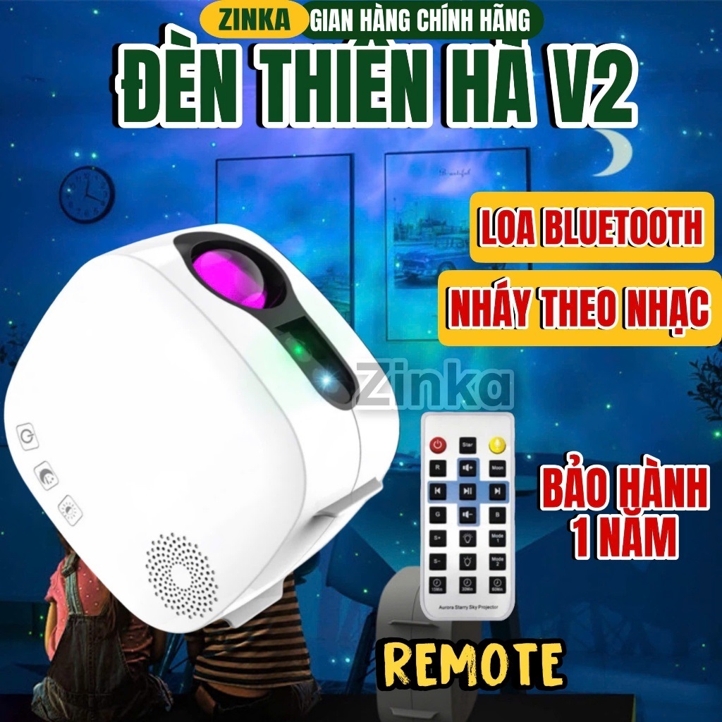 Đèn thiên hà V2 Loa bluetooth thế hệ mới, Chiếu bầu trời sao, vũ trụ, vân mây đổi màu, đèn vũ trụ V2