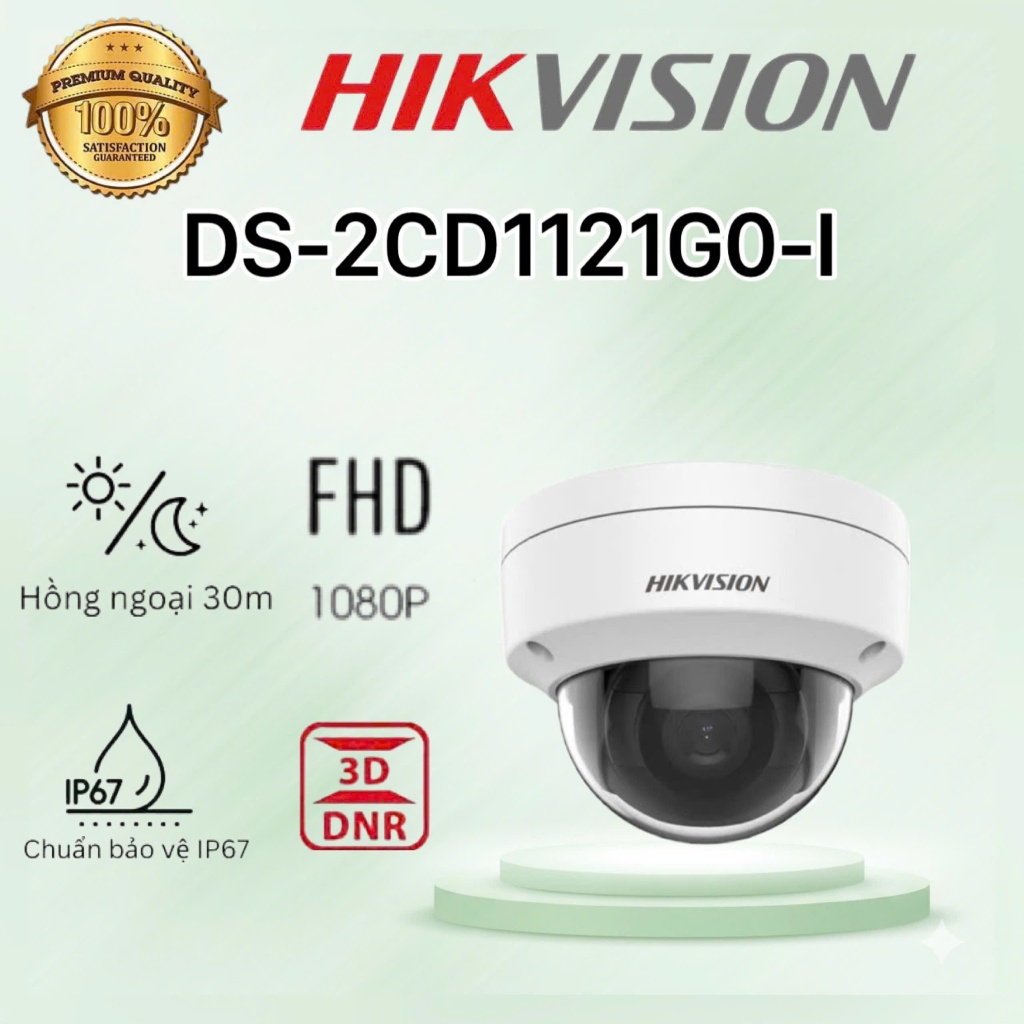 Camera IP 2MP bán cầu HIKVISION DS-2CD1121G0-I - KHÔNG MÀU, KHÔNG MIC