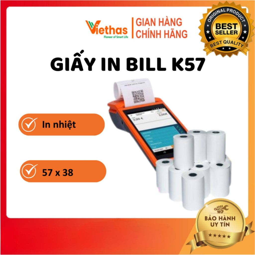 Combo 50 cuộn Giấy In Hóa Đơn OJI K57 (57mm x 38mm), giấy in bill 57x38 mm