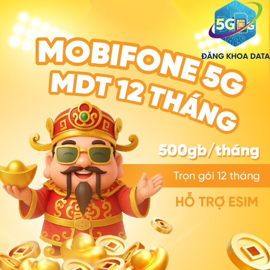 🔥 Sim 4G/5G Mobifone MDT250A, 21G12,12MAX90, 12FD50, 6MDT150, 12MDT150 trọn gói 1 năm không cần nạp 