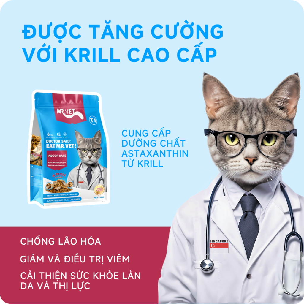 Thức Ăn Cho Mèo MRVET Dạng Hạt T4 Gói 1KG Giảm Mùi Hôi Chất Thải Dành Cho Mèo Nuôi Trong Nhà