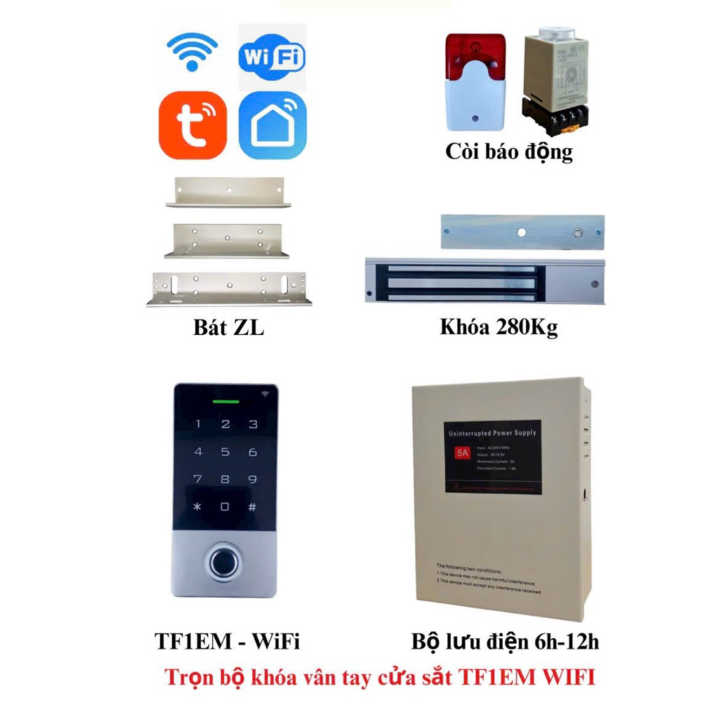 COMBO BỘ KHOÁ NHÀ TRỌ 200 đến 500 VÂN TAY TF1, HF1 WIFI APP TUYA
