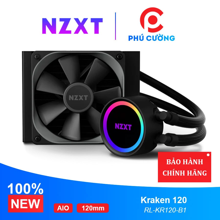 Tản nhiệt AIO NZXT Kraken 120 (RL-KR120-B1), Rad 120mm, Pump Tích Hợp - Hàng Chính Hãng