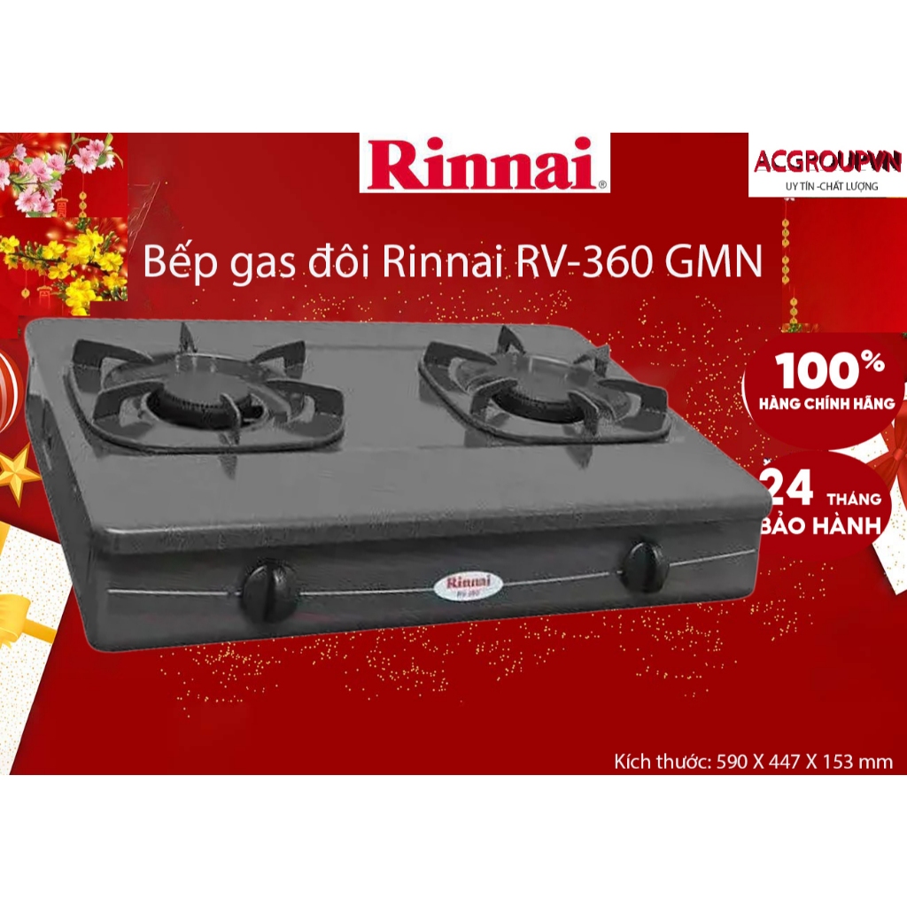Bếp gas đôi Rinnai RV-360 GMN Hàng chính hãng