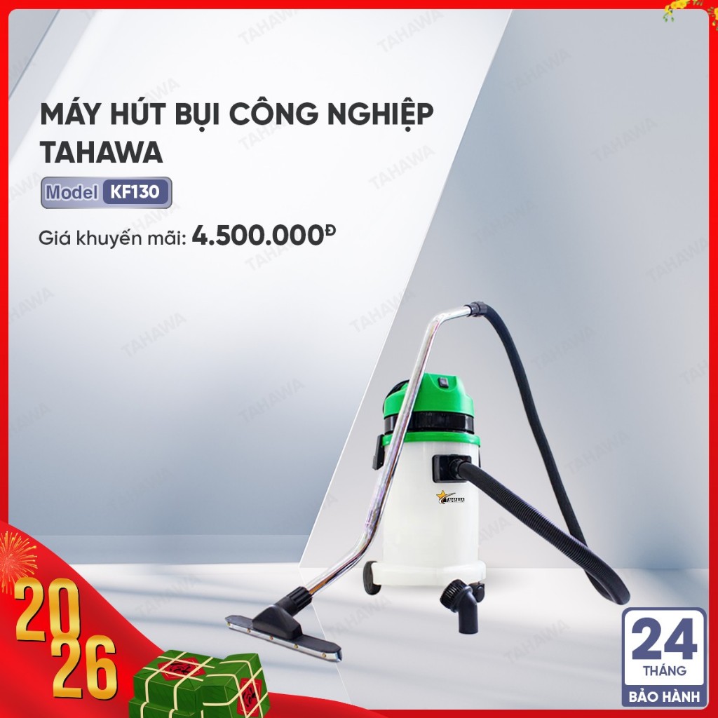 Máy Hút Bụi Công Nghiệp Tahawa KF130 Thùng Nhựa (Green) Điện áp: 220V - 240V  Công suất: 1800W  Dung
