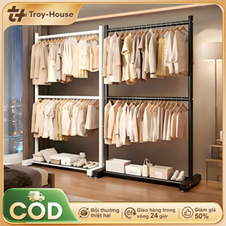 TROY Kệ Treo Quần Áo 2 Giàn Giá Treo  Đen treo túi xách, hộp, giày dép Kệ Quần Áo Siêu dễ cài đặt