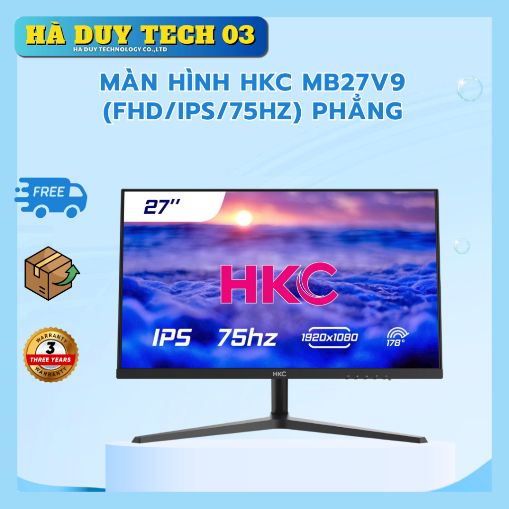 Màn Hình HKC MB27V9 (FHD/IPS/75HZ) Phẳng - Chính Hãng - BH 24T - Hà Duy Tech