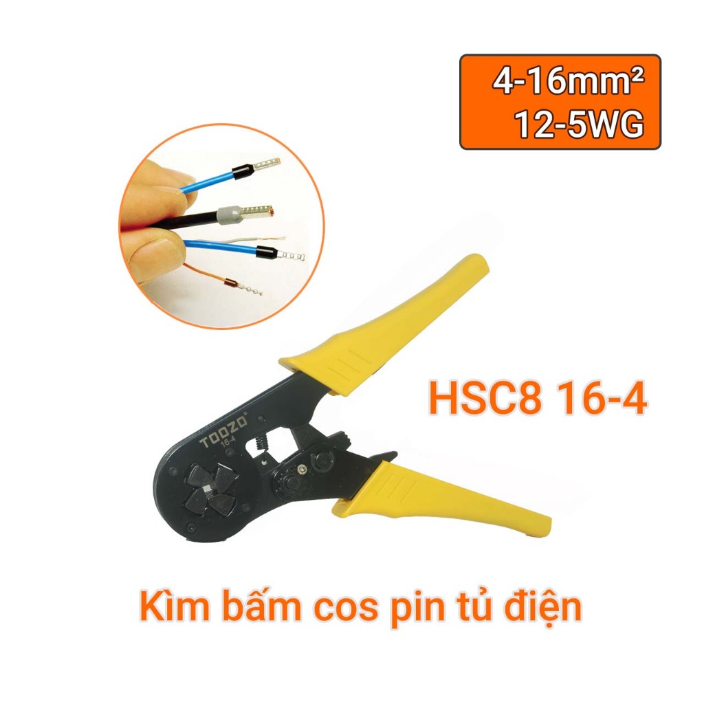 Kìm bấm cos pin tủ điện tự điều chỉnh HSC8 6-4A và HSC8 16-4