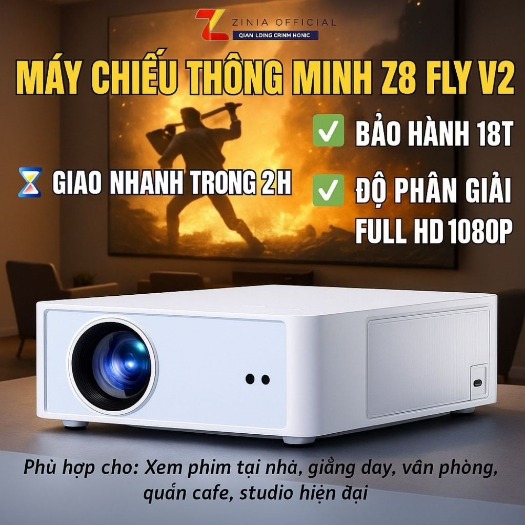 Máy Chiếu Z8 Fly V2 Kèm USB 64GB – Chiếu Phim, Làm Việc, Dạy Học, Cảnh Bay Phòng, Điều Hành Android 