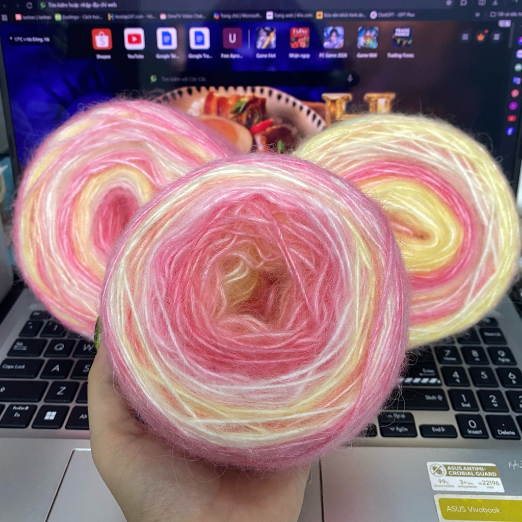 [100g] Len mohair loang cầu vồng