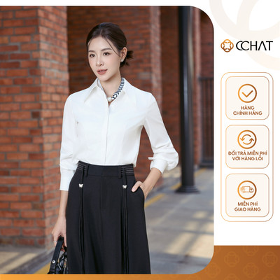 Áo Sơ Mi Nữ 𝐂𝐂𝐇𝐀𝐓 Dáng Suông Dài Tay Basic Chất Liệu Mềm Mát Cao Cấp 15SDT2003OT
