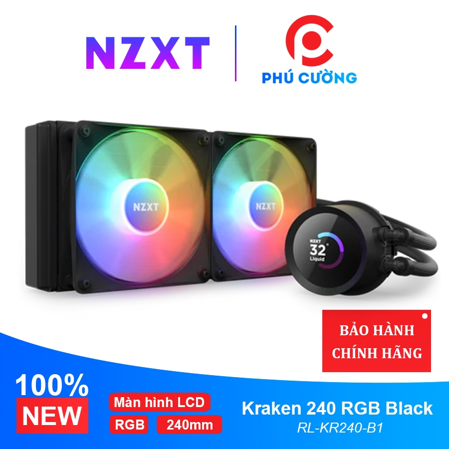 Tản nhiệt nước AIO NZXT Kraken 240 RGB AIO Black (RL-KR240-B1) - Hàng chính hãng