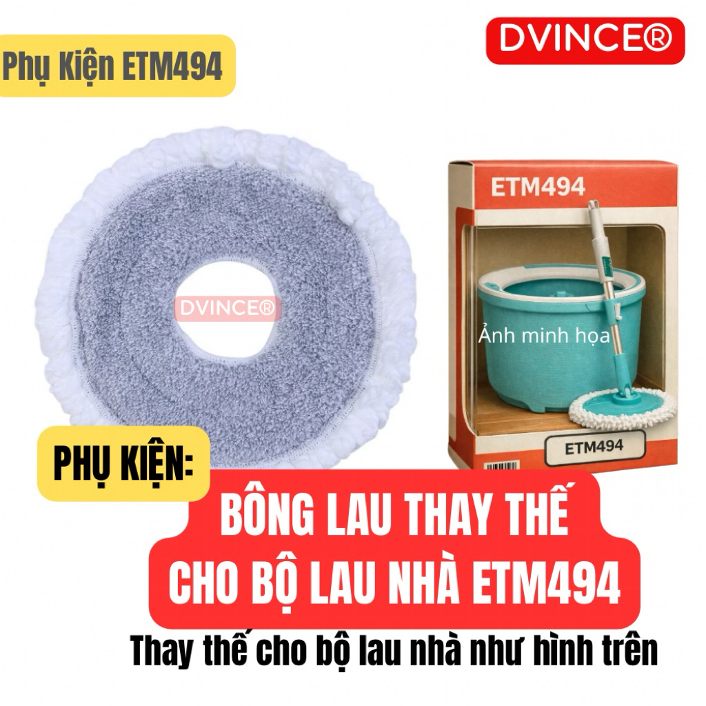 ⚡Bông lau thay thế cho bộ lau nhà ETM494 (Corner Spin Mop ETM494) - 01 Bông IocknIock.
