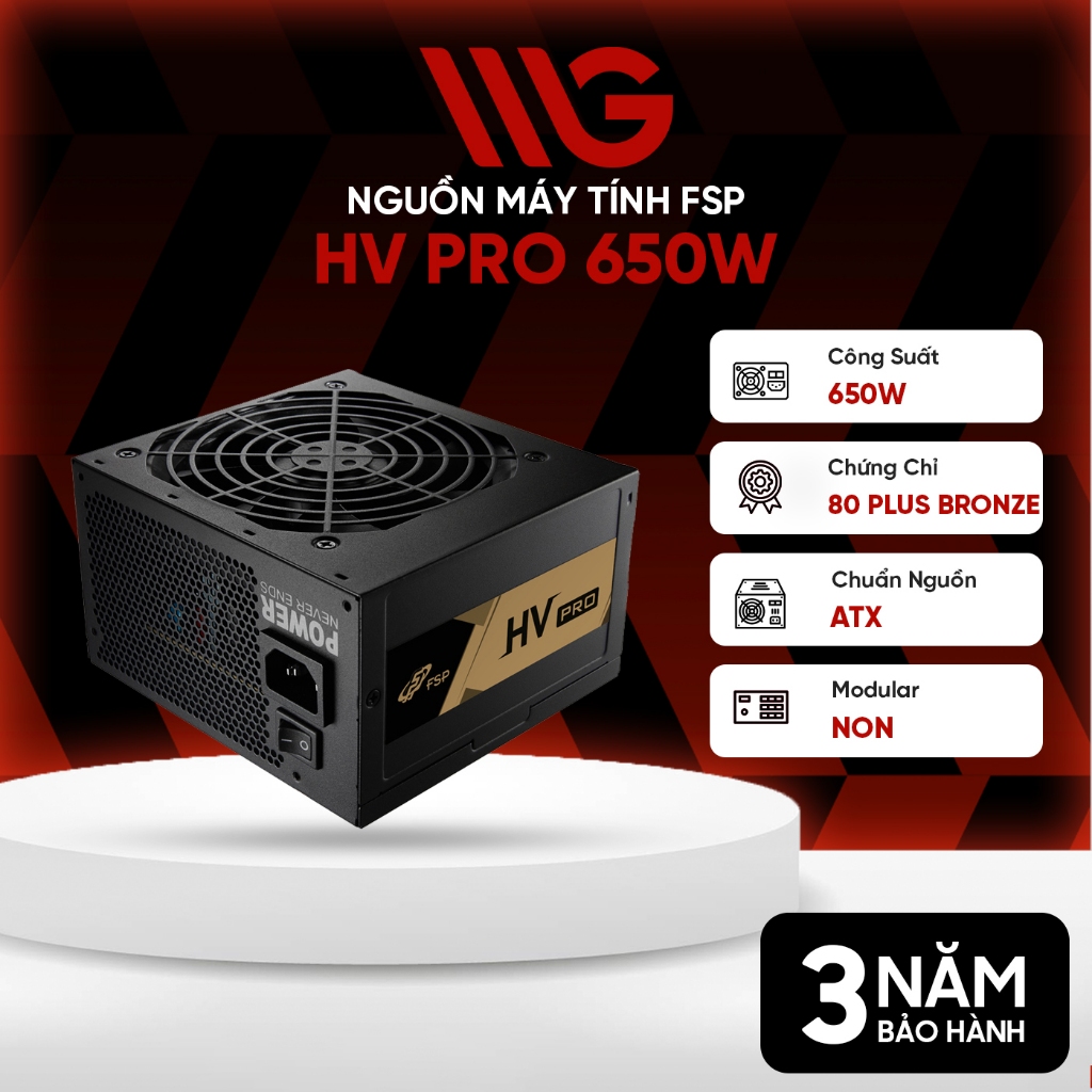 Nguồn máy tính FSP HV PRO/ HV PRO 85+ 650W 80 Plus Bronze  - Bảo hành 36 tháng