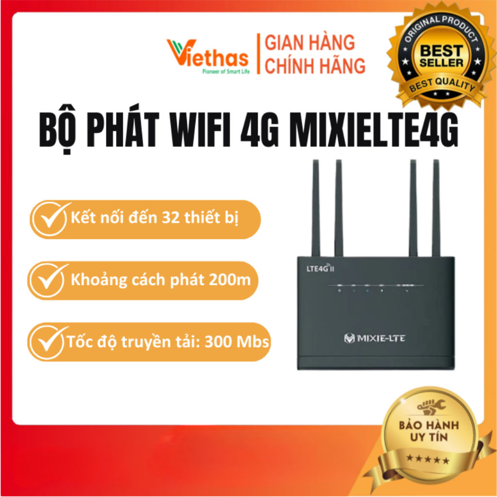 Bộ Phát Wifi 3G/4G MIXIE-LTE4G, 4 Antenna Wifi - 4 Cổng Lan
