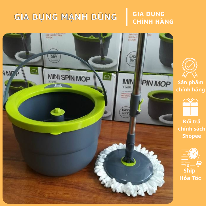 Bộ Cây Lau Nhà Xoay Tay LocknLock ETM498 – Thùng Vắt Tiện Lợi, Dễ Sử Dụng