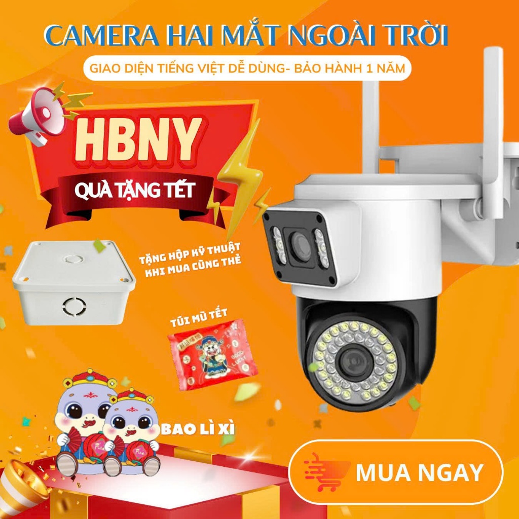 Camera Yoosee PTZ 2 Mắt Q42D FHD - Chống Nước - Xem 2 Màn Hình Cùng Lúc  - Xoay 360 Độ