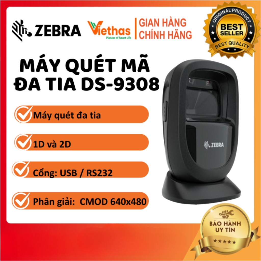 Máy Quét Mã Đa Tia Zebra DS9308 - Đầu Đọc Mã 2D Chuyên Quét Thẻ Bảo Hiểm Y Tế Và Căn Cước Công Dân