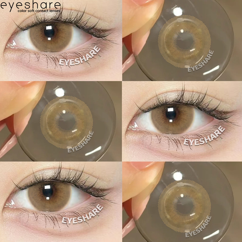 Aurora loạt kính áp tròng mềm dôi mắt to nâu tự nhiên lens 14.2mm 12 tháng eyeshare lens