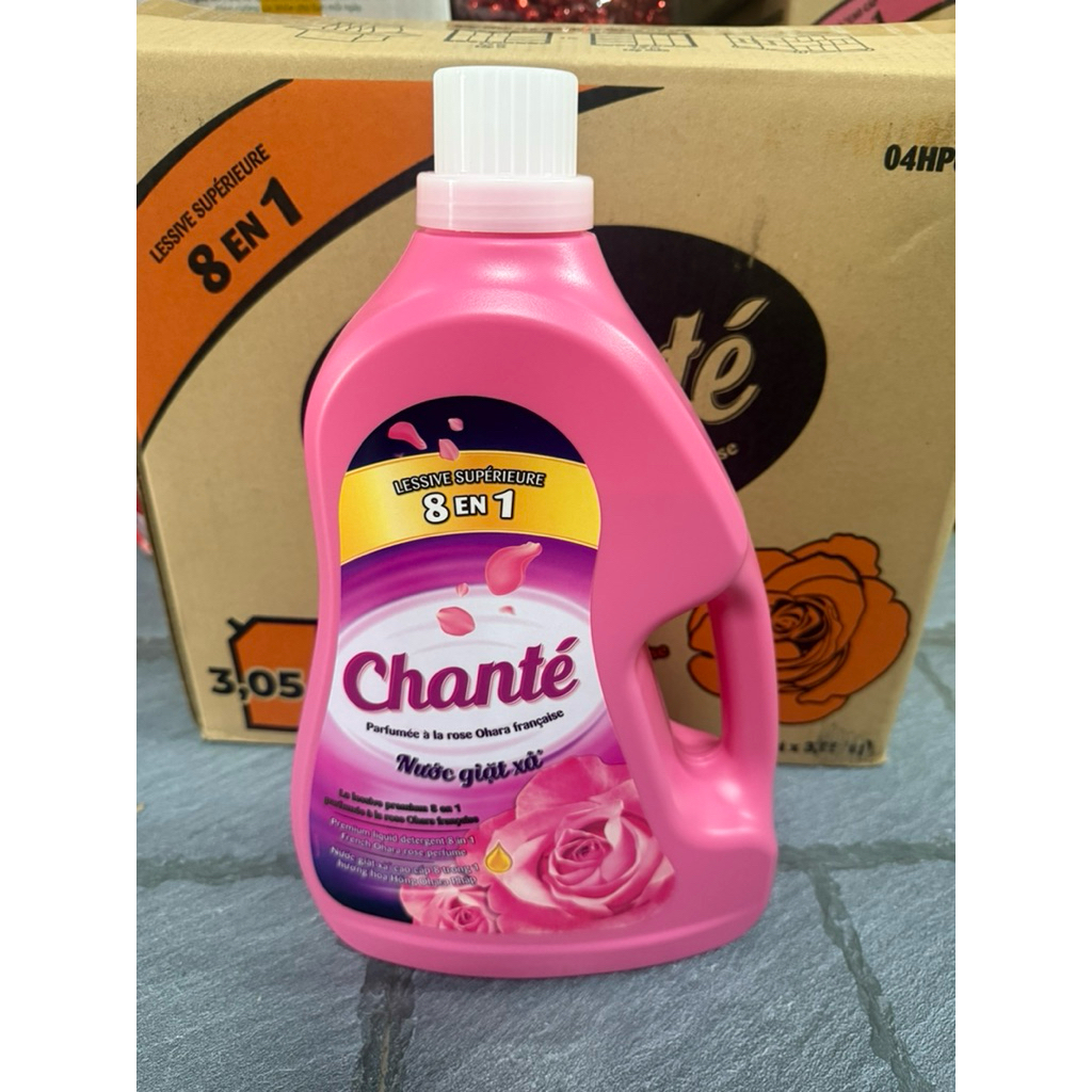 ( Chính hãng)  Nước giặt xả chante’ 3,2kg hương hoa hồng pháp, hoa diên vĩ pháp