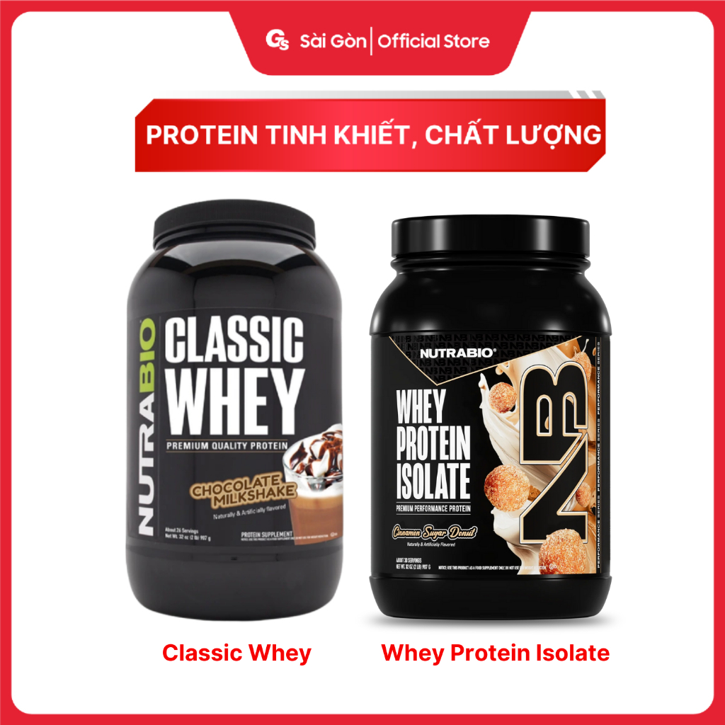 Bột Nutrabio Whey Protein, 2 Lbs (908 Gams), hỗ trợ tăng cơ - Gymstore