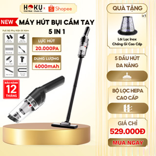 Máy Hút Bụi Cầm Tay HOKU Không Dây 20.000PA Pin 4000mAh Đa Năng 5IN1 Tiếng Ồn Nhẹ (Tặng Thêm Bộ Lọc Inox Chống Gỉ) MHB03