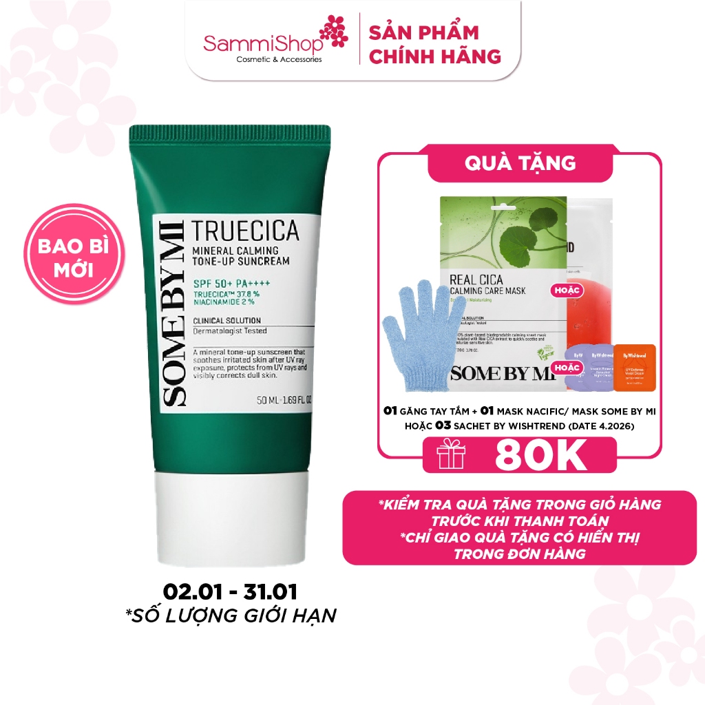 Some By Mi Kem chống nắng Truecica Mineral Calming Tone-up Suncream 50ml
