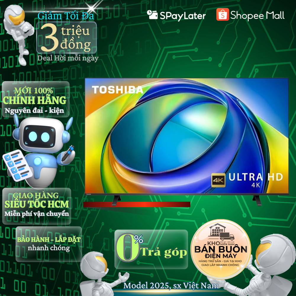 [GIAO HỎA TỐC HCM] Smart Tivi Toshiba AI 4K 43 inch 43C350RP Mẫu mới 2025, điều khiển giọng nói