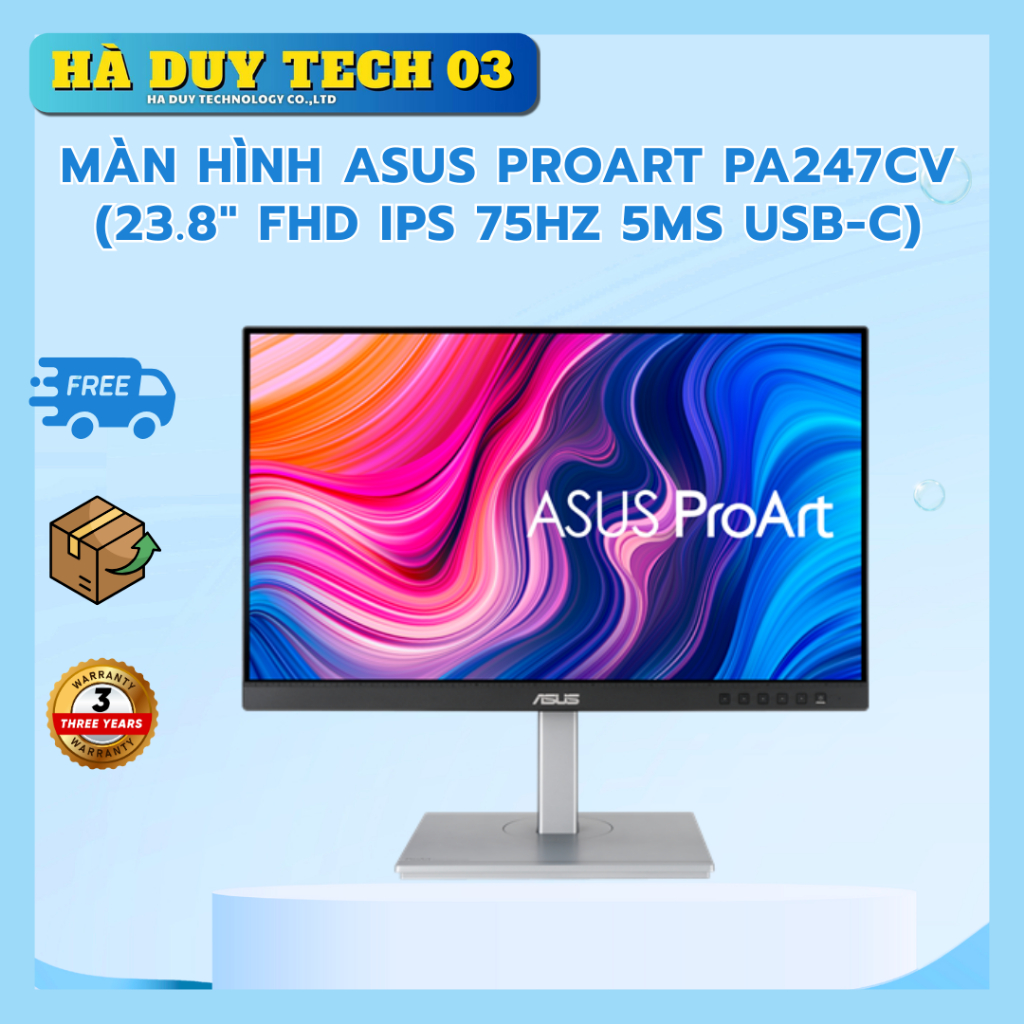 Màn Hình ASUS PROART PA247CV (23.8" FHD IPS 75Hz 5ms USB-C) - Chính Hãng - BH 36T - Hà Duy Tech