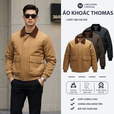 Áo Khoác nam Thomas MKCLEVER chất liệu gió cổ nhung cản gió, giữ nhiệt tốt, form dáng trẻ trung