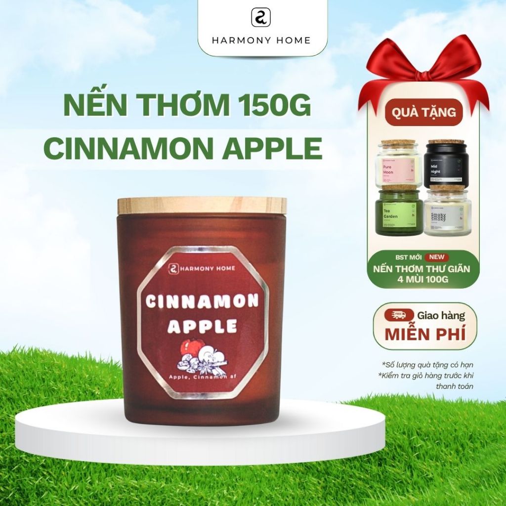Nến Thơm Cinnamon Apple Harmony Home – Hương Táo Quế Dịu Ấm, Dễ Chịu 150g