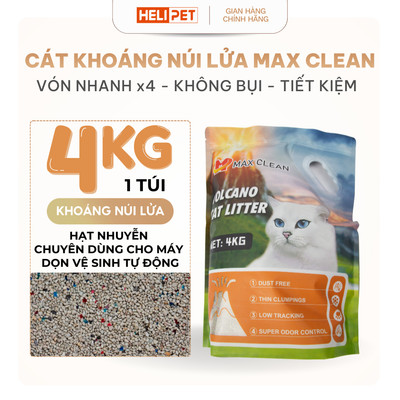 Cát Vệ Sinh Cao Cấp Cát Khoáng Max Clean Dùng Cho Khay Vệ Sinh, Máy Vệ Sinh Cho Mèo 4Kg Siêu Vón Không Bụi HeLiPet