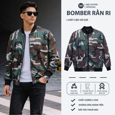 Áo khoác bomber nam Rằn ri MKCLEVER Chất liệu vải Gió trần bông, chống nước cản gió tốt, dày dặn, phom trẻ trung