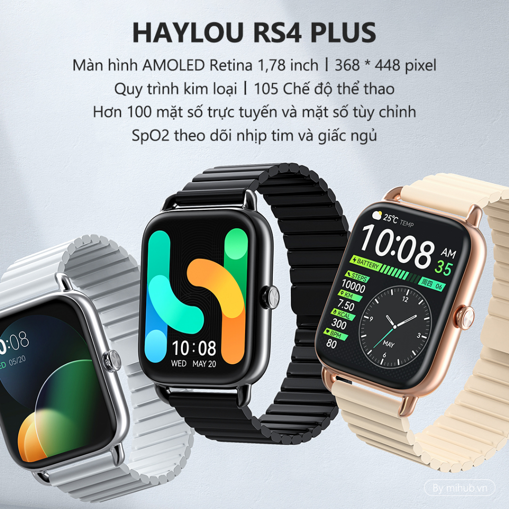 Đồng hồ thông minh Haylou LS11 - Màn hình 1.78 inch AMOLED, Dây đeo nam châm,  IP68 chống nước - Dùn