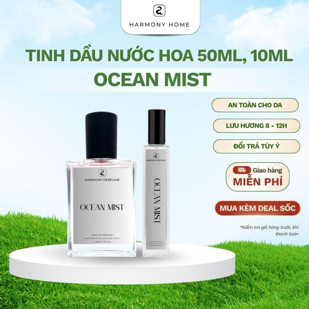 Nước Hoa Ocean Mist [A] Harmony Home - Hương Biển Mát Lạnh, Lâu Phai, 10ml, 50ml