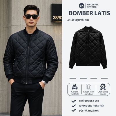 Áo Khoác Bomber Latis MKCLEVER Chất liệu vải Gió da, chống nước cản gió tốt, dày dặn, phom trẻ trung
