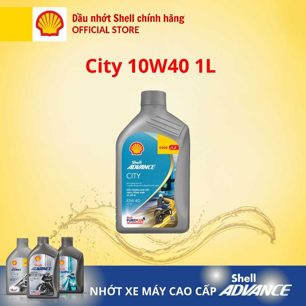 [Xe số 1L] Dầu nhớt xe máy cao cấp 4T Shell Advance CITY 10W40 SP 1L