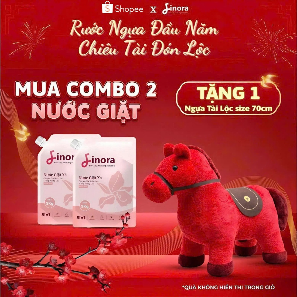 [Tặng 1 Ngựa Khổng Lồ]  Combo 2 nước giặt Finora mỗi túi 2 Lít - hương thơm nước hoa