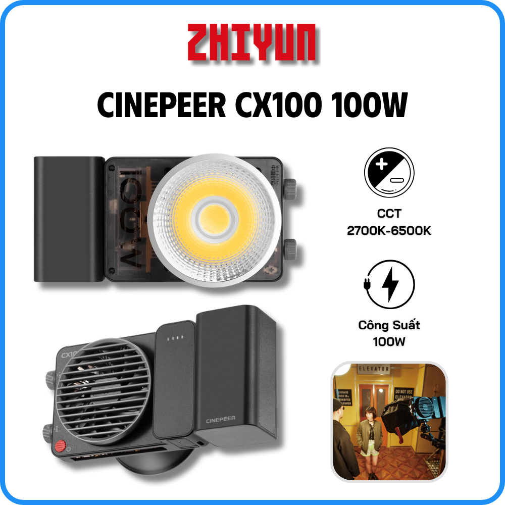 ZHIYUN CINEPEER CX100 - Đèn Trợ Sáng 2 Màu Trắng - Vàng, Công Suất 100W (2700K-6500K) - Bảo Hành 12 