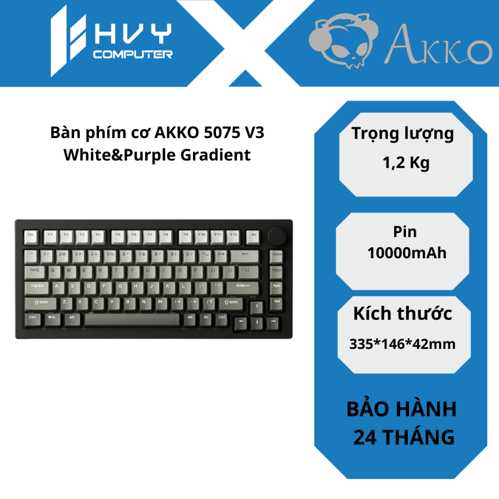 Bàn phím cơ AKKO 5075 V3 White&Purple Gradient