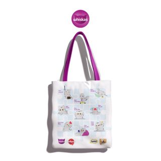[Quà tặng không bán] Túi canvas WHISKAS khóa kéo hình thú cưng - mẫu ngẫu nhiên