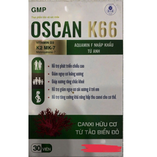 oscan k66 canxi từ tảo biển đỏ,vitamin k2 mk7,vitamin d3,aquamin F nhập khẩu từ anh,trẻ 2 tuổi,phụ n