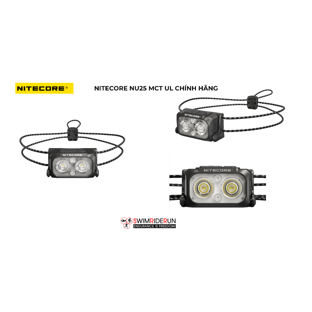 Đèn đội đầu NITECORE NU25 MCT UL- Siêu nhẹ 47g 400lumen 3 nhiệt độ màu-USB-C- Cho Chạy bộ / trekking